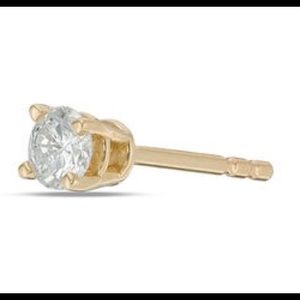 Single diamond 14kt gold diamond earring .12
